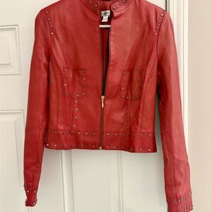 Cache Red Leather Y2K style Jacket with Studs